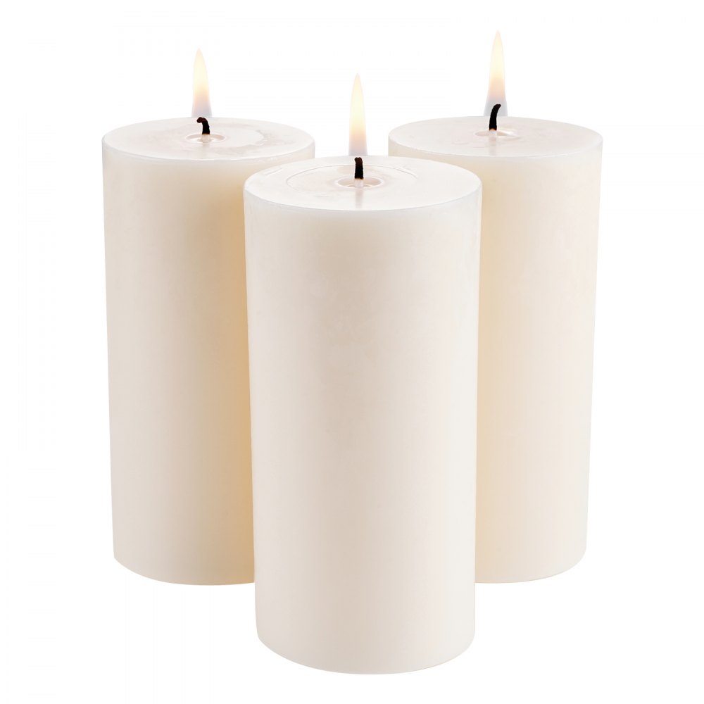 VEVOR 3 Pack Unscented Pillar Candles 65 Hours Long Burning Christmas White - ZLZ3GBS3INCHM3EIBV0
