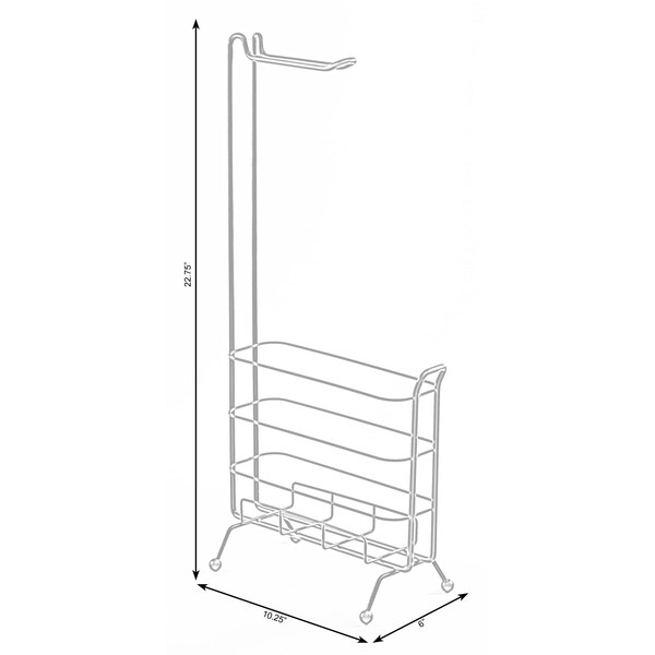 Basicwise Metal Toilet Paper Holder with Magazine Rack - QI003489