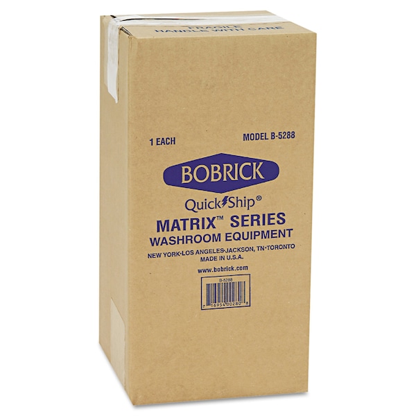 Bobrick Matrix Series Two-Roll Tissue Dispenser, 6 1/4w x 6 7/8d x 13.5h, Gray - BOB 5288