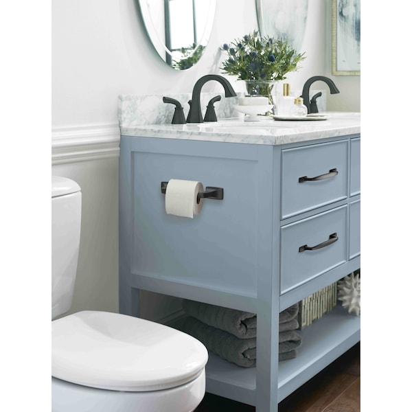 Amerock Highland Ridge Matte Black Transitional Pivoting Double Post Toilet Paper Holder - BH36011MB