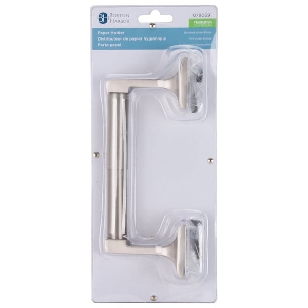 Boston Harbor 75607 Paper Holder, AluminumZinc, Brushed Nickel, Wall Mounting - 756-07-SOU