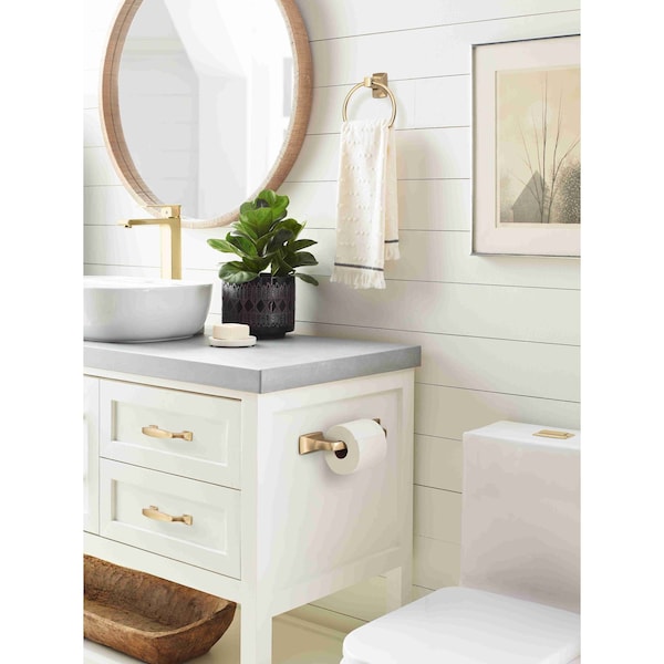 Amerock Highland Ridge Champagne Bronze Transitional Pivoting Double Post Toilet Paper Holder - BH36011CZ