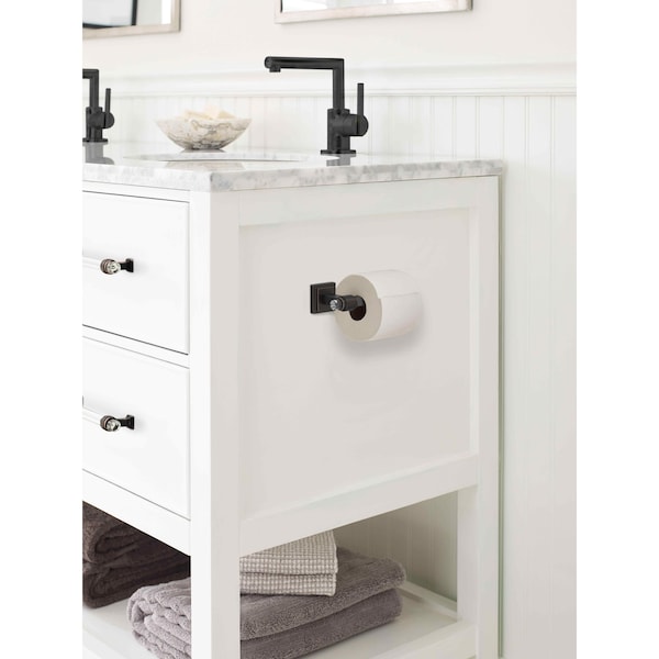 Amerock Glacio Clear/Oil-Rubbed Bronze Contemporary Single Post Toilet Paper Holder - BH36061CORB
