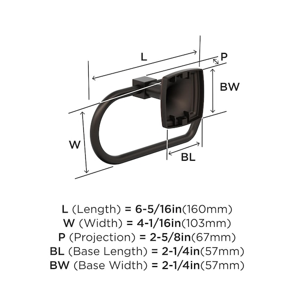 Amerock Stature Oil Rubbed Bronze Transitional Single Post Toilet Paper Holder - BH36091ORB