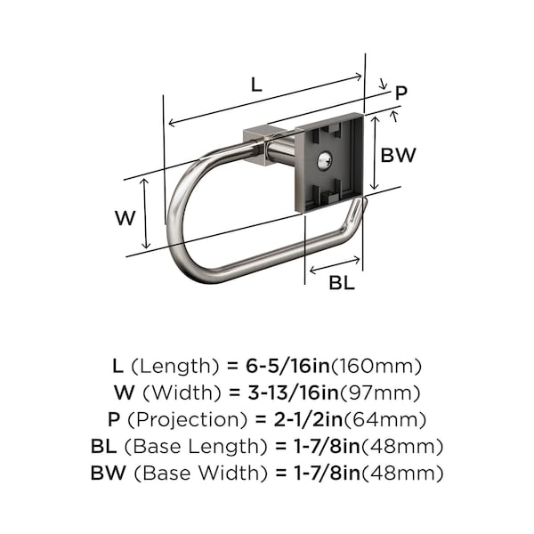 Amerock Appoint Brushed Nickel Traditional Single Post Toilet Paper Holder - BH36071G10