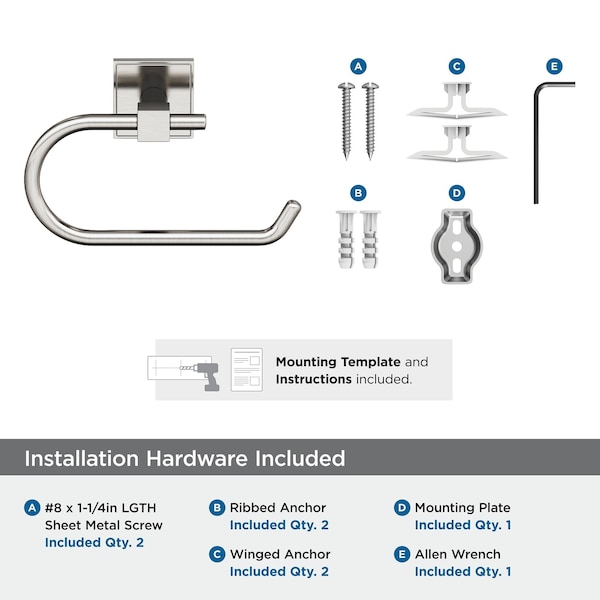 Amerock Appoint Brushed Nickel Traditional Single Post Toilet Paper Holder - BH36071G10