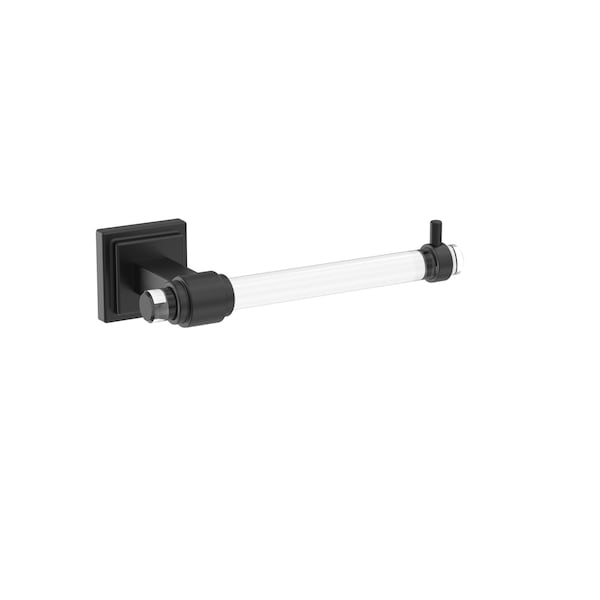 Amerock Glacio Clear/Matte Black Contemporary Single Post Toilet Paper Holder - BH36061CMB
