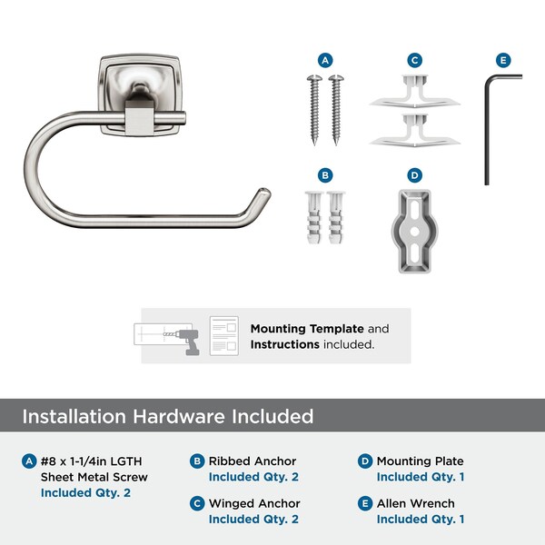 Amerock Stature Brushed Nickel Transitional Single Post Toilet Paper Holder - BH36091G10