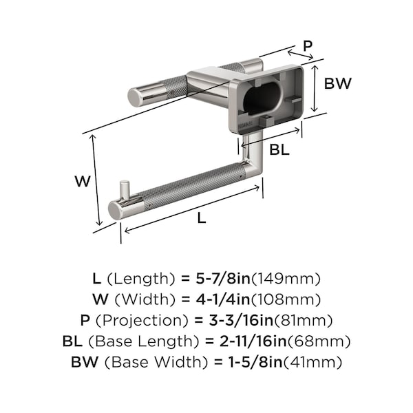 Amerock Esquire Polished Nickel/Stainless Steel Contemporary Single Post Toilet Paper Holder - BH26617PNSS