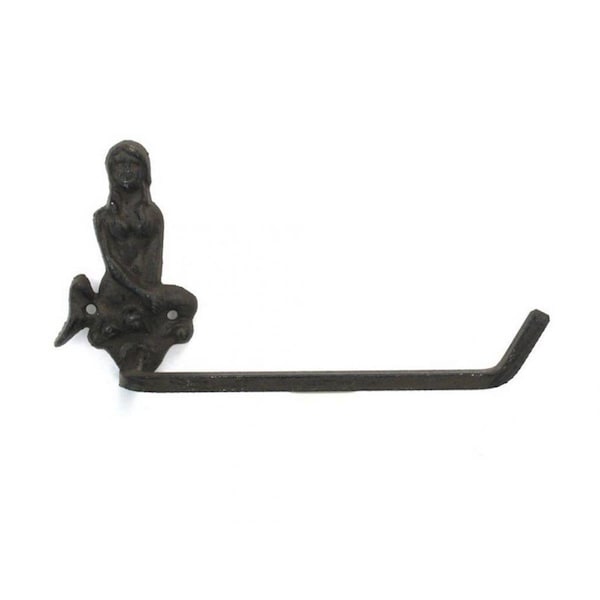 Handcrafted Model Ships 10 in. Cast Iron Mermaid Toilet Paper Holder - K-9212-CAST-IRON