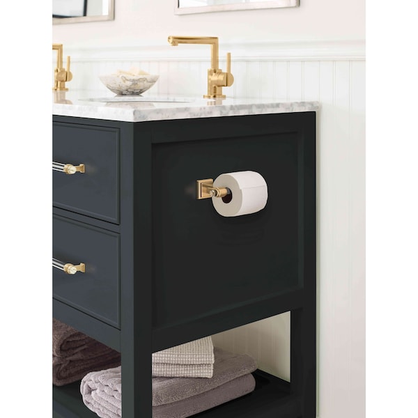 Amerock Glacio Clear/Champagne Bronze Contemporary Single Post Toilet Paper Holder - BH36061CCZ