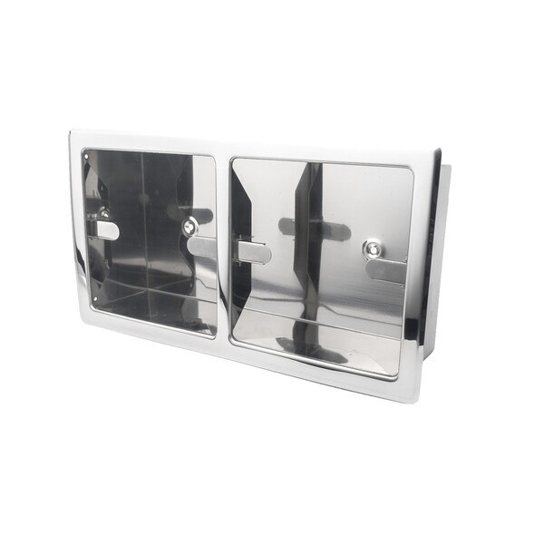 Preferred Bath Accessories Recessed Wall Mounted Double Toilet Paper Holder, Bright Polished Stainless steel - 213-BP-RD