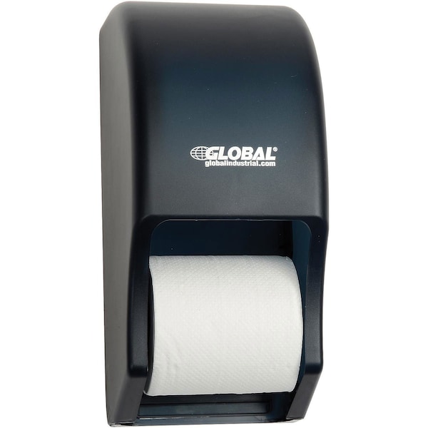 Global Industrial Standard Double Toilet Tissue Dispenser, Two 5-1/4 Rolls, Plastic, Gray - 640934
