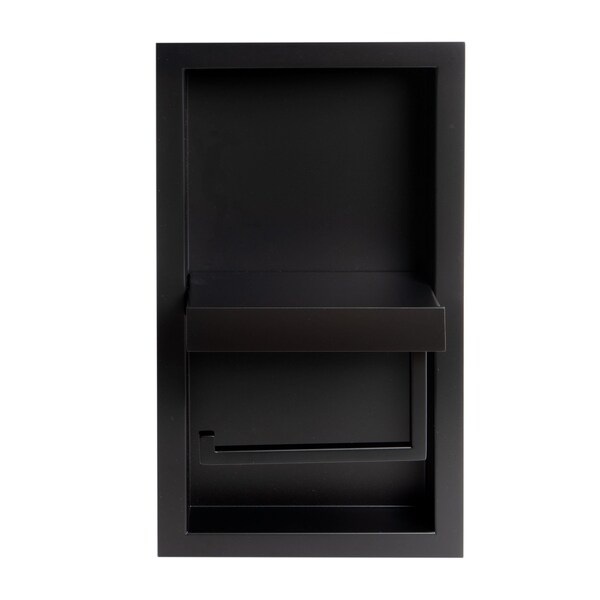 Alfi Brand Black Matte Stainless Steel Recessed Shelf / Toilet Paper Holder Niche - ABTPNC88-BLA