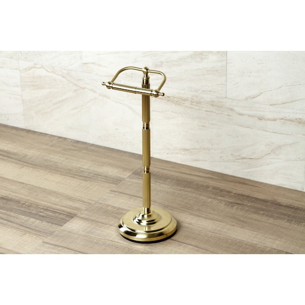 Kingston Brass Freestanding Toilet Paper Holder, Brushed Brass - CC2107