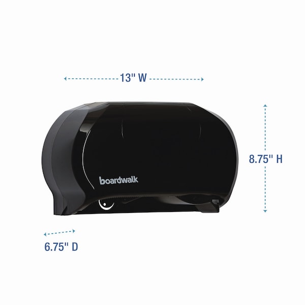 Boardwalk Standard Twin Toilet Tissue Dispenser, 13 x 8 3/4, Black - R3670BKBW