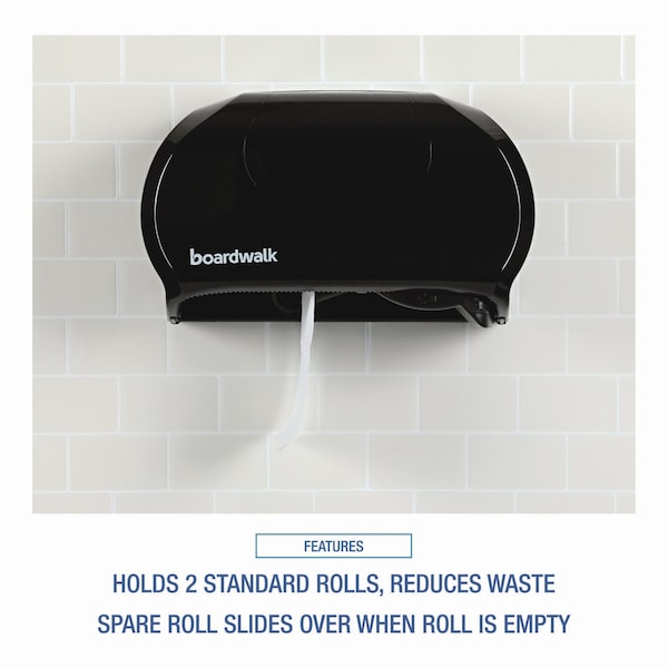 Boardwalk Standard Twin Toilet Tissue Dispenser, 13 x 8 3/4, Black - R3670BKBW
