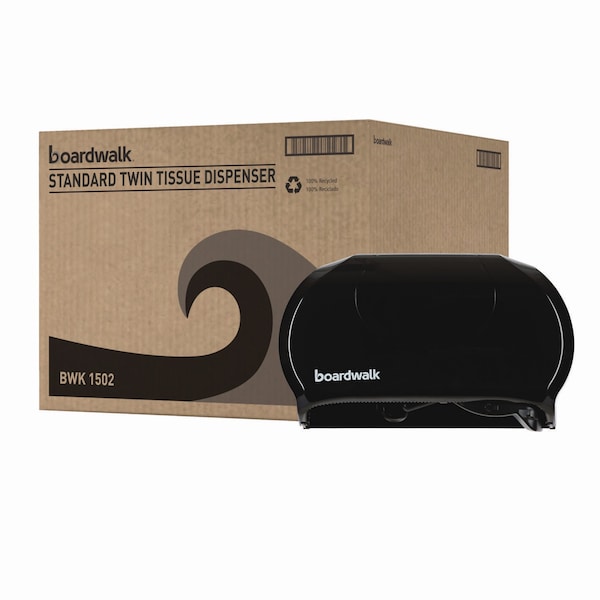 Boardwalk Standard Twin Toilet Tissue Dispenser, 13 x 8 3/4, Black - R3670BKBW