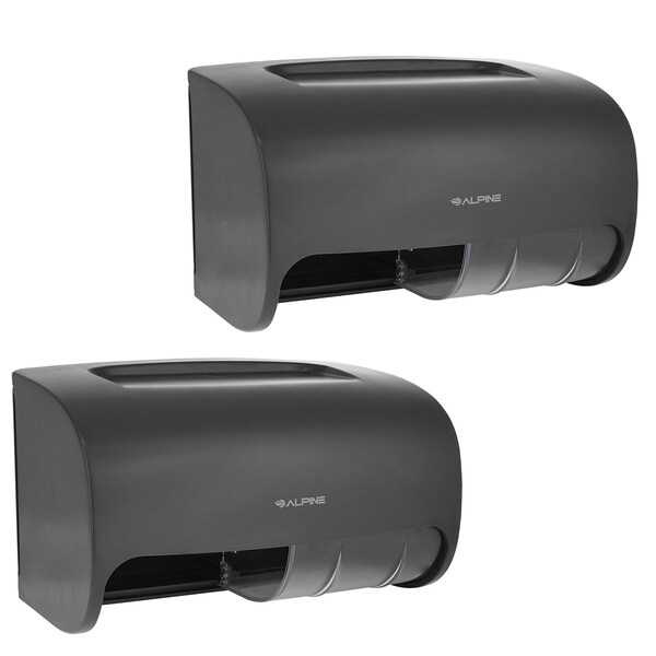 Alpine Industries Side-by-Side Double Roll Toilet Tissue Dispenser, Gray - ALP452-GRY-2PK