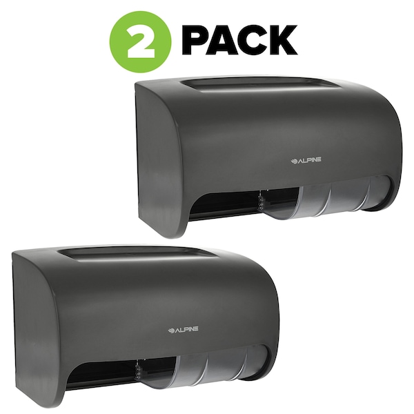 Alpine Industries Side-by-Side Double Roll Toilet Tissue Dispenser, Gray - ALP452-GRY-2PK