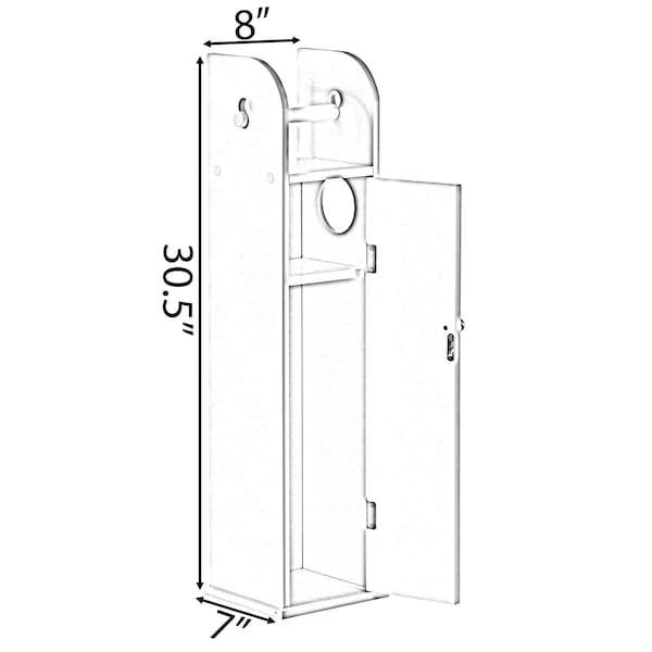 Basicwise White Freestanding Bathroom Toilet Paper Roll Holder with Storage and Extra Slot For Tissue Roll - QI004026.WT
