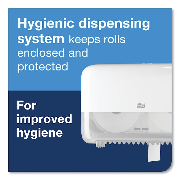 Tork Tork Twin Toilet Paper Roll Dispenser White T7, Coreless High Capacity, Elevation Range, 473200 - 473200