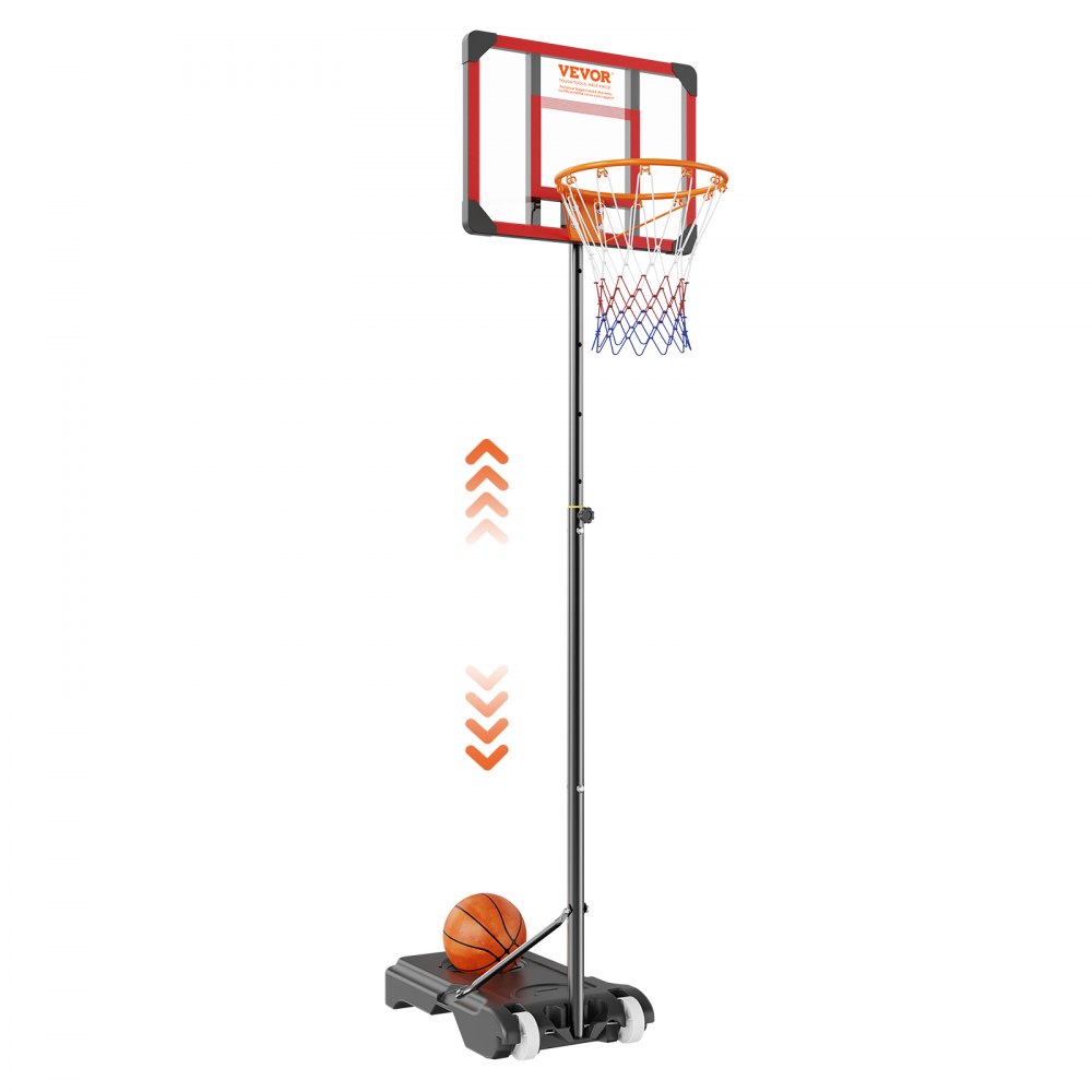 VEVOR Basketball Hoop, 5-7 ft Adjustable Height Portable Backboard System, 28 inch Basketball Hoop & Goal, Kids & Adults Basketball Set with Wheels, Stand, and Fillable Base, for Outdoor/Indoor - LQK28CKWDJ00OP5HTV0