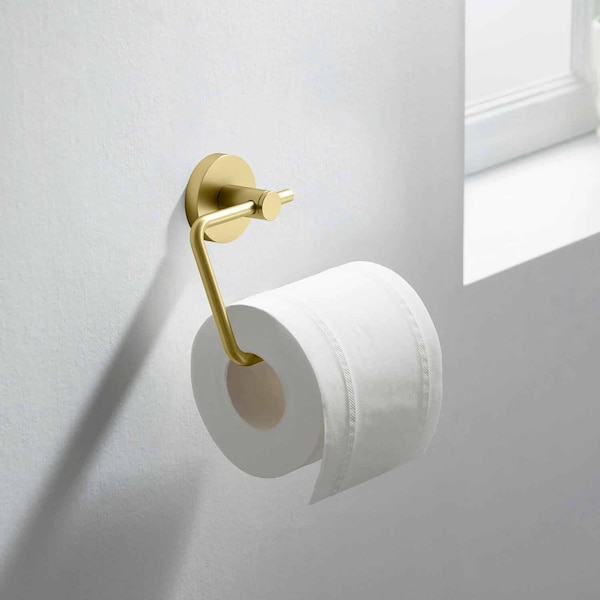 Kibi Circular Toilet Paper Holder - Brush Gold - KBA1405BG