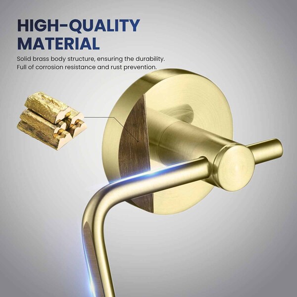 Kibi Circular Toilet Paper Holder - Brush Gold - KBA1405BG