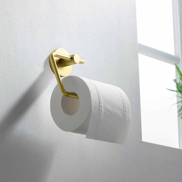 Kibi Circular Toilet Paper Holder - Brush Gold - KBA1405BG