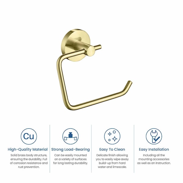 Kibi Circular Toilet Paper Holder - Brush Gold - KBA1405BG