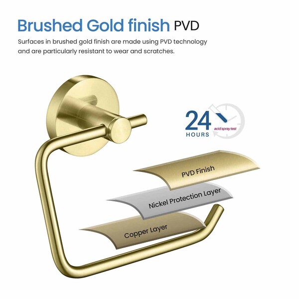 Kibi Circular Toilet Paper Holder - Brush Gold - KBA1405BG