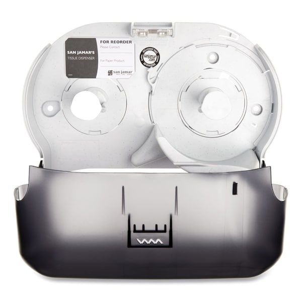San Jamar VersaTwin Tissue Dispenser, 8 x 5.75 x 12.75, Transparent Black Pearl - R3600TBK