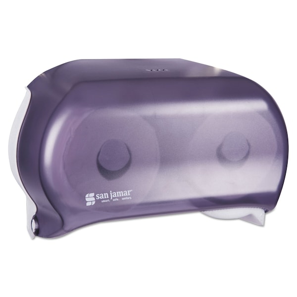 San Jamar VersaTwin Tissue Dispenser, 8 x 5.75 x 12.75, Transparent Black Pearl - R3600TBK