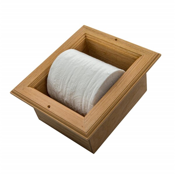 Homeroots Traditional Solid Teak Recessed Wall Mount Toilet Paper Holder - 475867