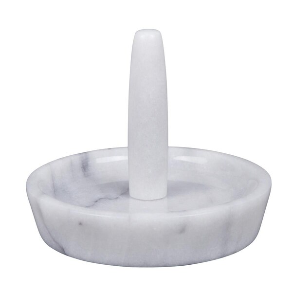 Convenience Concepts 4.375 in. Marble Ring Holder with Accessory Organizer Tray, White - HI2576008