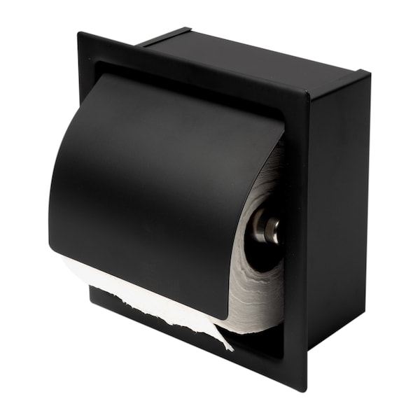 Alfi Brand ALFI brand ABTPC77-BLA Black Matte Stainless Steel Recessed Toilet Paper Holder with Cover - ABTPC77-BLA