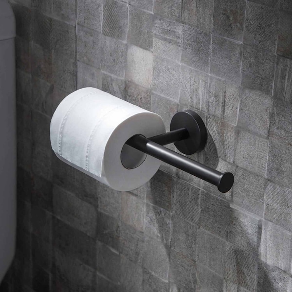 Kibi Circular Double Toilet Paper Holder - Matte Black. - KBA1408MB