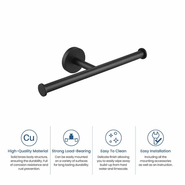 Kibi Circular Double Toilet Paper Holder - Matte Black. - KBA1408MB