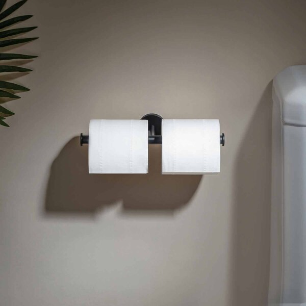 Kibi Circular Double Toilet Paper Holder - Matte Black. - KBA1408MB