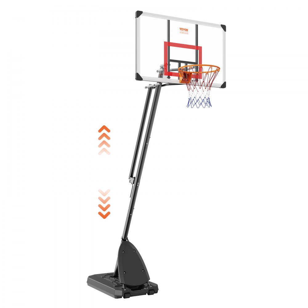 VEVOR Basketball Hoop, 7.6-10 ft Adjustable Height Portable Backboard System, 50 inch Basketball Hoop & Goal, Kids & Adults Basketball Set with Wheels, Stand, and Fillable Base, for Outdoor/Indoor - LQK50CSYQJDD4EN2TV0