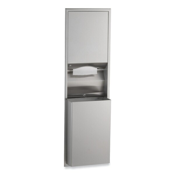 Bobrick Recessed Convertible Paper Towel Dispenser/Waste Receptacle, 15.19x7.09x56, Satin Stainless Steel - B-3944