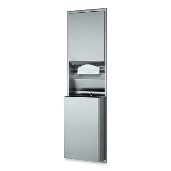 Bobrick Recessed Convertible Paper Towel Dispenser/Waste Receptacle, 15.19x7.09x56, Satin Stainless Steel - B-3944