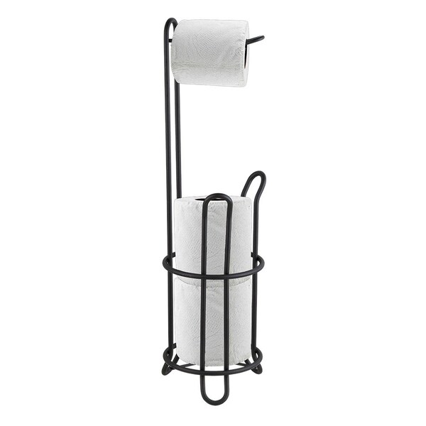 Home Basics Home Basics Black Metal Heavy Duty Toilet Paper Holder with Dispensing Top - ZOR96299