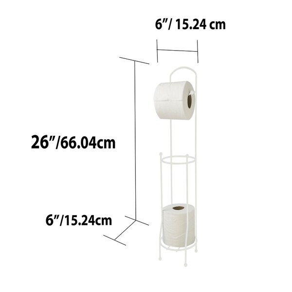 Home Basics Home Basics Free-Standing Vinyl Coated Steel Dispensing Toilet Paper Holder, White - ZOR96309