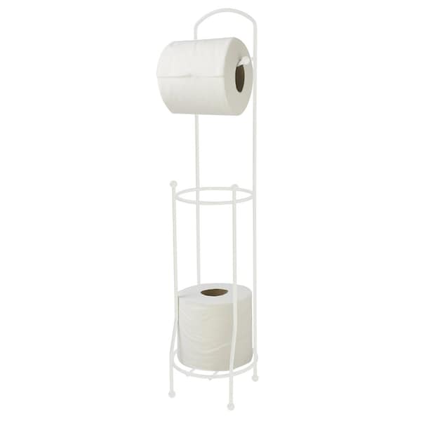 Home Basics Home Basics Free-Standing Vinyl Coated Steel Dispensing Toilet Paper Holder, White - ZOR96309