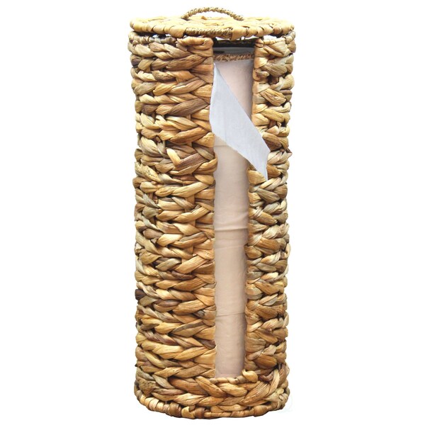 Vintiquewise Wicker Water Hyacinth Tall Toilet Tissue Paper Holder for 4 wide rolls - QI003630