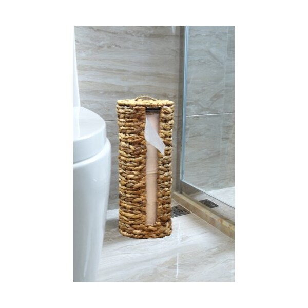 Vintiquewise Wicker Water Hyacinth Tall Toilet Tissue Paper Holder for 4 wide rolls - QI003630
