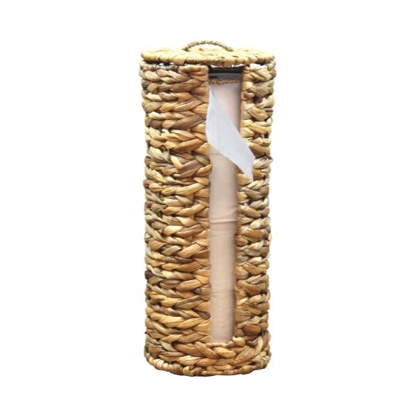 Vintiquewise Wicker Water Hyacinth Tall Toilet Tissue Paper Holder for 4 wide rolls - QI003630