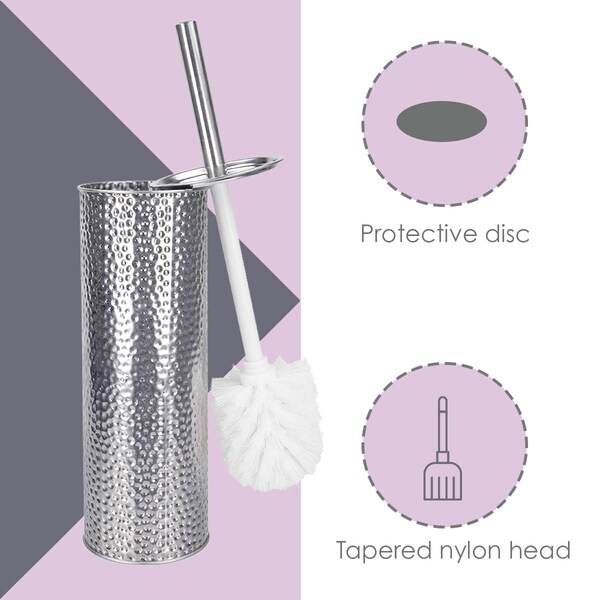 Home Basics Home Basics Hammered Stainless Steel Toilet Brush Holder - ZOR96285